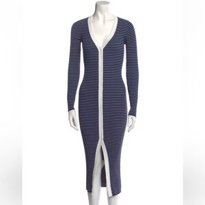Staud Blue and White Striped Long Sleeve Midi Dress size XS
